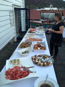 Day 2: Fantastic buffet laid on after gig in Sand