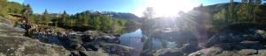 Enjoying a nice walk, 600m up the mountain above Bråtveit, Suldal, Rogaland